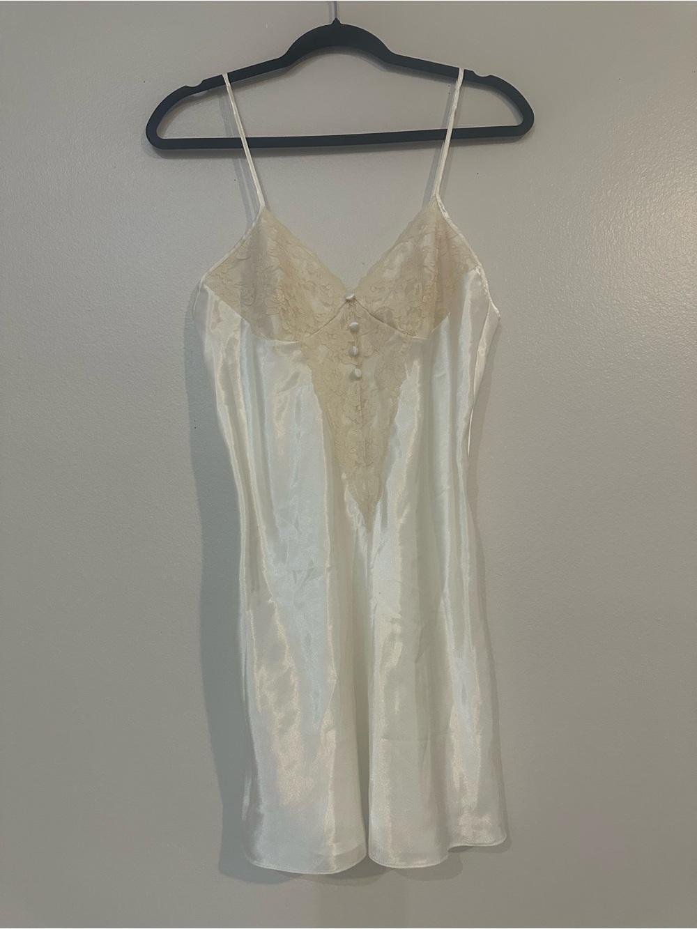 Vintage Val Mode Ivory Satin Lace Slip Dress Small 80s 90s Coquette Bridal